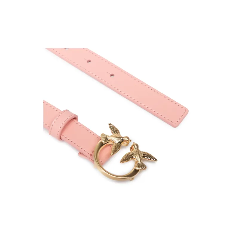 PINKO Pattern Decoration Smooth Buckle Leather Belts Unisex Pink Width: 2cm-2