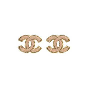 CHANEL Metal Earrings Women's Gold/Pink Red
