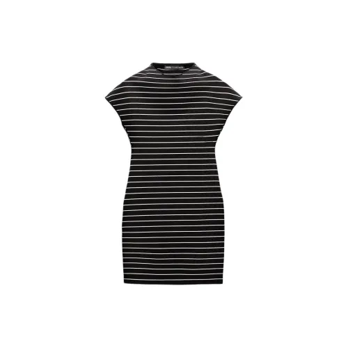 ZARA Short-Sleeved Dresses Women's Black/White