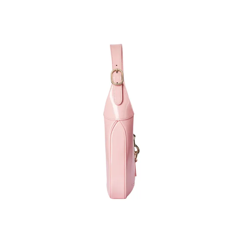 GUCCI Jackie 1961 Patent Leather Handbag Shoulder Bag Small Size Women's Light Pink-3