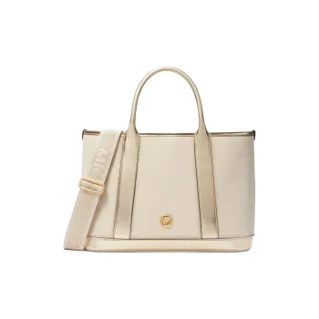 MICHAEL KORS Fabric Shoulder Bag, Crossbody Bag, Handbag Medium Size Women's Beige & Gold