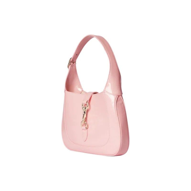 GUCCI Jackie 1961 Patent Leather Handbag Shoulder Bag Small Size Women's Light Pink-2