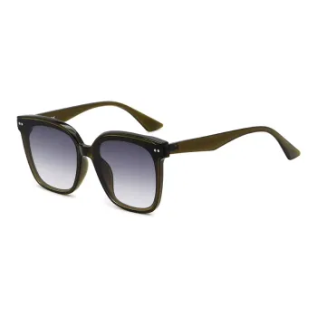 Pair Ponyo TR/Memory Plastic Square Sunglasses Unisex Green