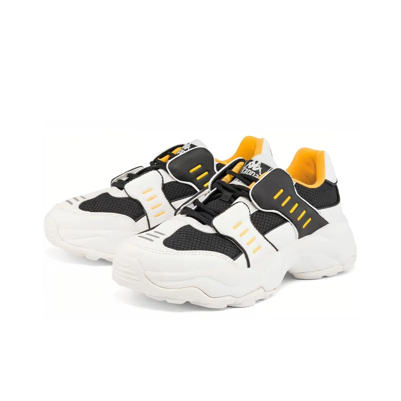 Kappa Anti-Slip Wear-Resistant Low-Top Chunky Sneakers Unisex White Orange Black-3