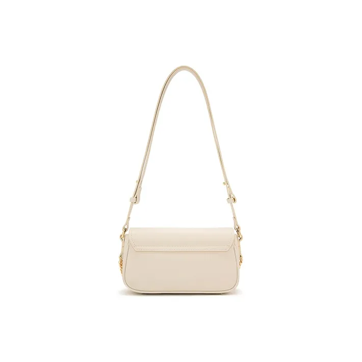 ELLE Leather Shoulder Bag Regular Women's White/Gray/Pink-2