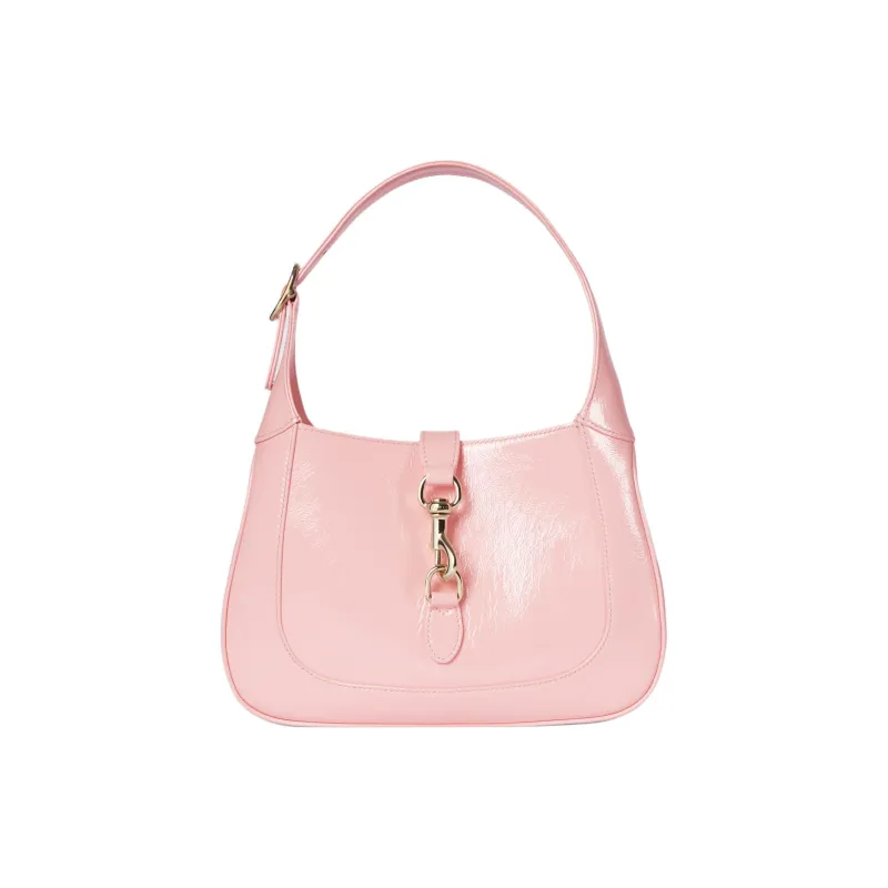 GUCCI Jackie 1961 Patent Leather Handbag Shoulder Bag Small Size Women's Light Pink-0