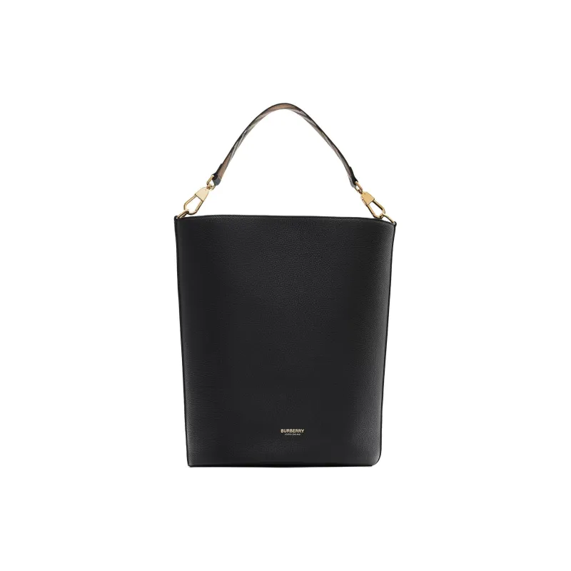 Burberry Grained Calfskin Bucket Bags Shoulder Bag Crossbody Bag Handbag Medium Size Women's Black-4