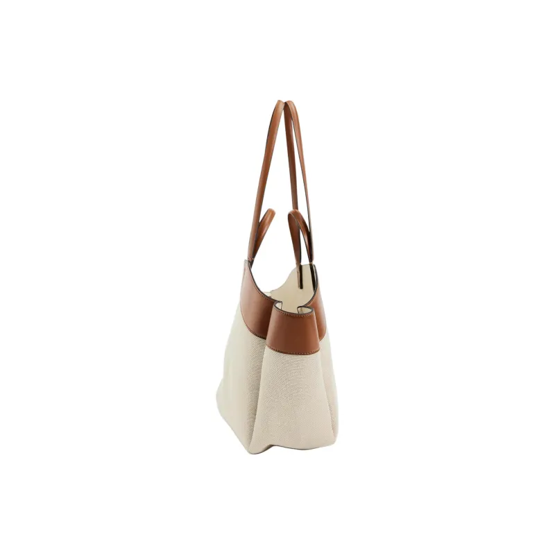 ZARA Cotton With Polyester Tote Bag Shopping Bag Handbag Shoulder Bag Women's Dark Brown Yellow-3