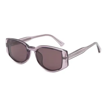 Pair Ponyo TR/Memory Plastic Oval Sunglasses Unisex Transparent Purple