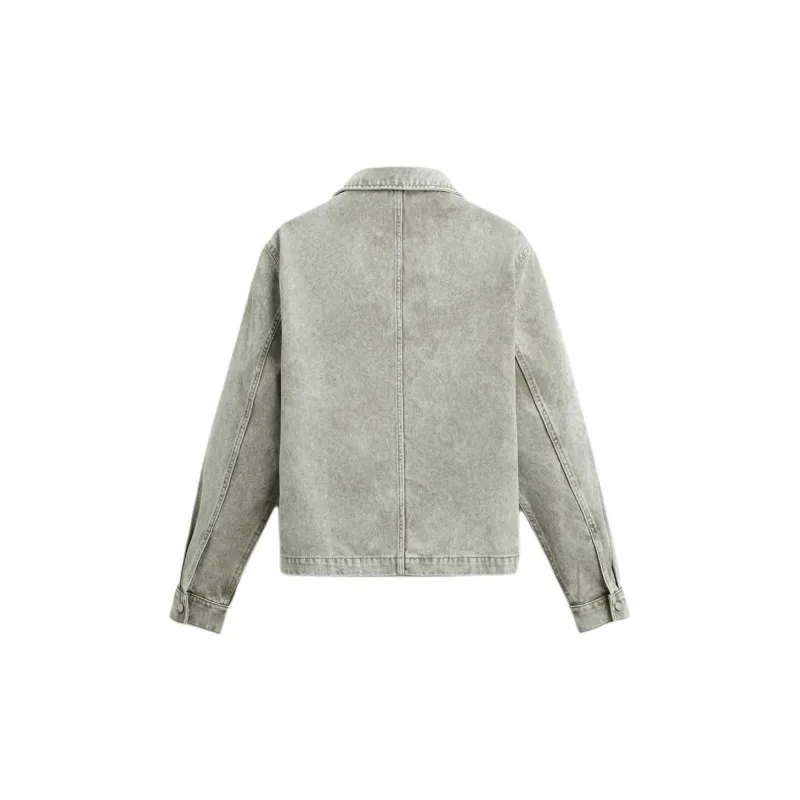 ZARA Denim Jacket Men's Gray Green-1