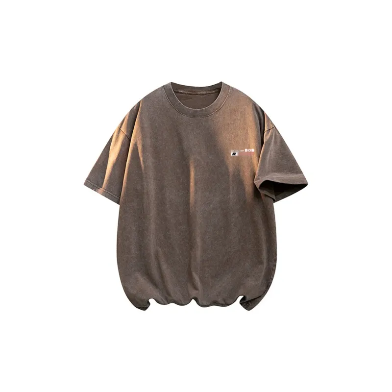 BOBBY ABLEY Tie Dye Washable Distressed Heavyweight Off The Shoulder T Shirt Unisex-11