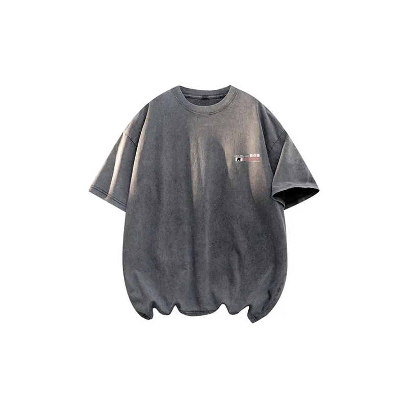 BOBBY ABLEY Tie Dye Washable Distressed Heavyweight Off The Shoulder T Shirt Unisex-3