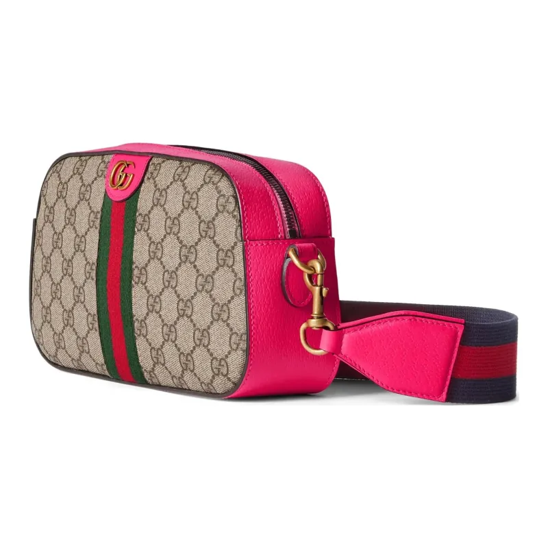 GUCCI Ophidia Canvas With Leather Canvas Bag, Crossbody Bag, Shoulder Bag Women's Beige & Ebony & Pink-1