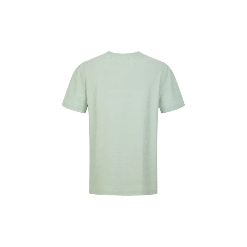 FERRE Rhinestone Totem Letter Decoration All over Print Subtle Texture Jacquard Short Sleeved T Shirt Men's-4