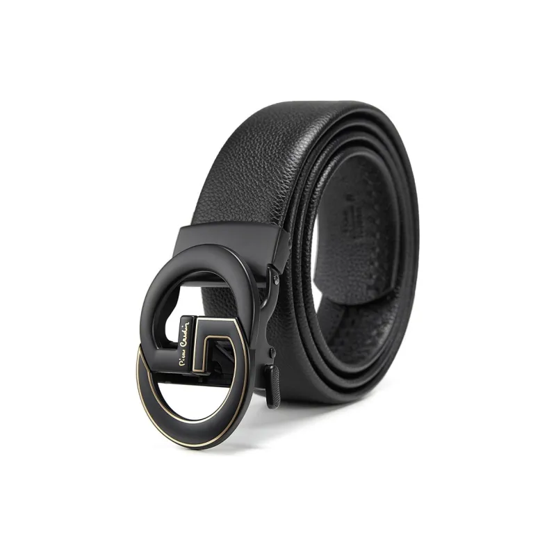 PIERRE CARDIN Top Grain Cow Leather Belt Boyfriend Belt Gift Product Men's Black 3.6cm-4