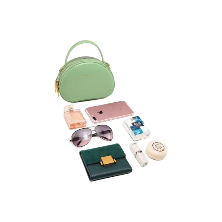 DEERE JACK Cow Split Leather Shoulder Bag, Crossbody Bag, Handbag Trumpets Women's Green Jujube Green-8