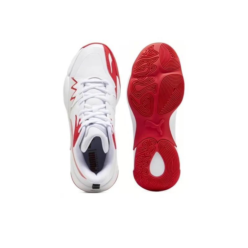 PUMA Genetics Slip Resistant Low Top Basketball Shoes Unisex White Red-4