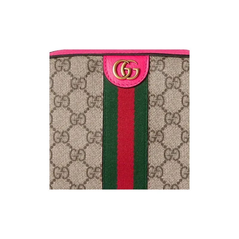 GUCCI Ophidia Canvas With Leather Canvas Bag, Crossbody Bag, Shoulder Bag Women's Beige & Ebony & Pink-7