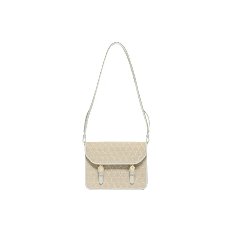 LI NING 1990 Fabric With Leather Messenger Bag Shoulder Bag Crossbody Bag Unisex Almond Khaki-1