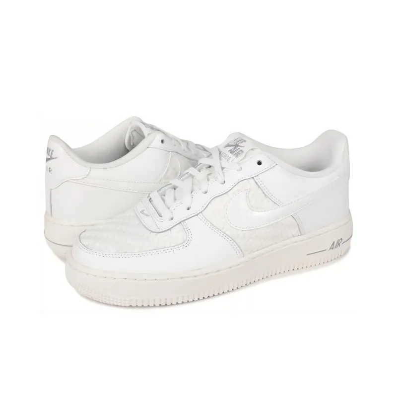 Nike Air Force 1 Low Triple White Leather Woven GS-2