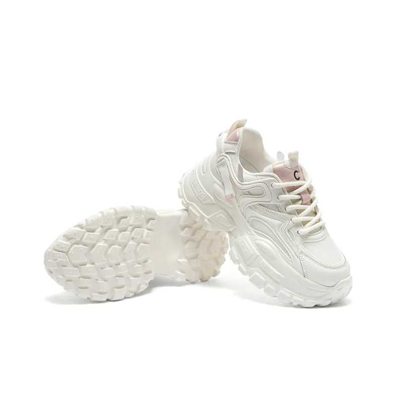 C°BANNER Chunky Sneakers Women's Low Top Beige Pink-3