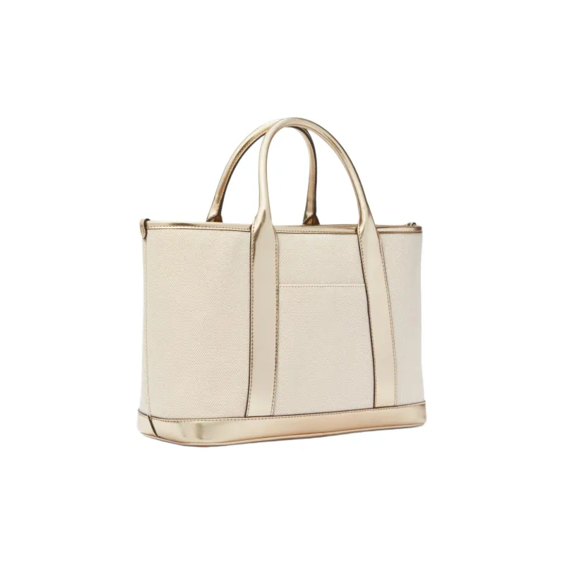 MICHAEL KORS Fabric Shoulder Bag, Crossbody Bag, Handbag Medium Size Women's Beige & Gold-1