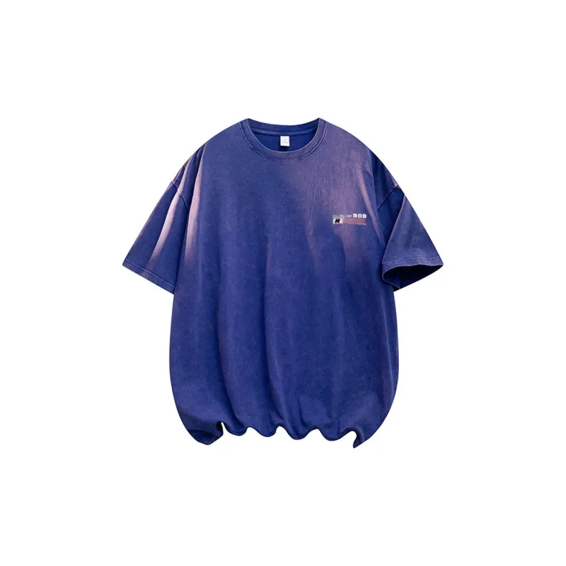 BOBBY ABLEY Tie Dye Washable Distressed Heavyweight Off The Shoulder T Shirt Unisex-7