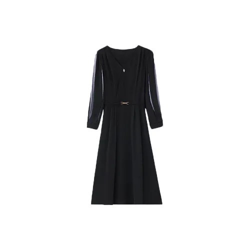 DOSOHEB Long-Sleeved Dresses Women's Black