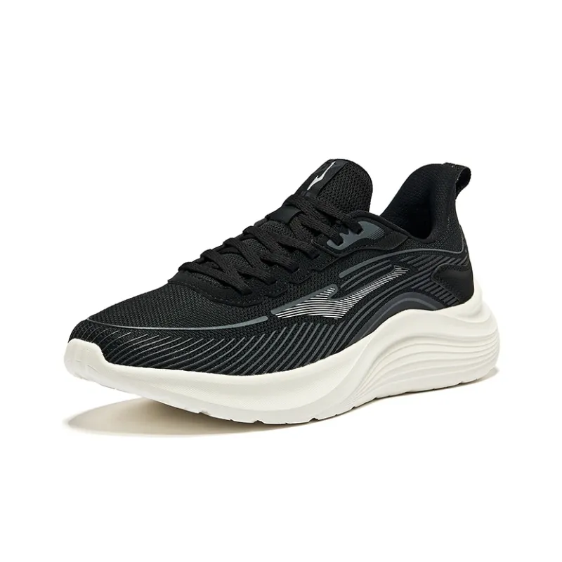 Erke Cushioning Breathable Low Top Casual Running Shoes Men's Jet Black Bright Silver-2