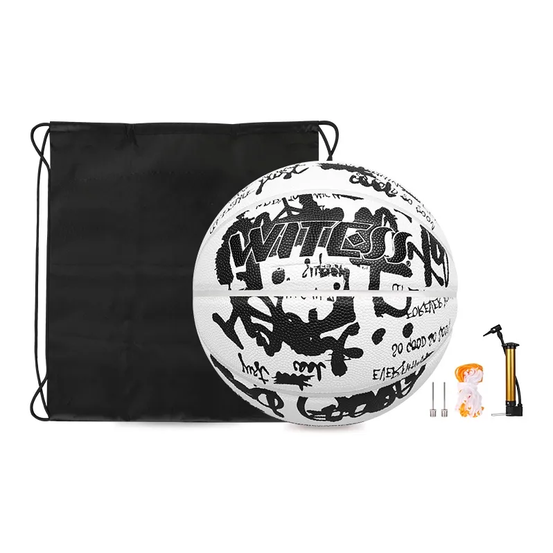 WITESS PU Basketball Black Or White Size 7 Training Unisex-1