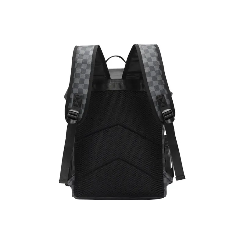 SURELAPTOP PU Laptop Backpack Large Size Unisex Checkerboard-24
