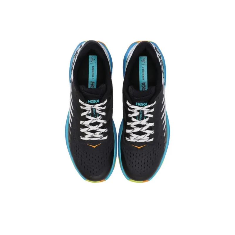 HOKA ONE ONE Torrent 3 Cushioning Abrasion Resistant Breathable Low Top Running Shoes Men's Black-3