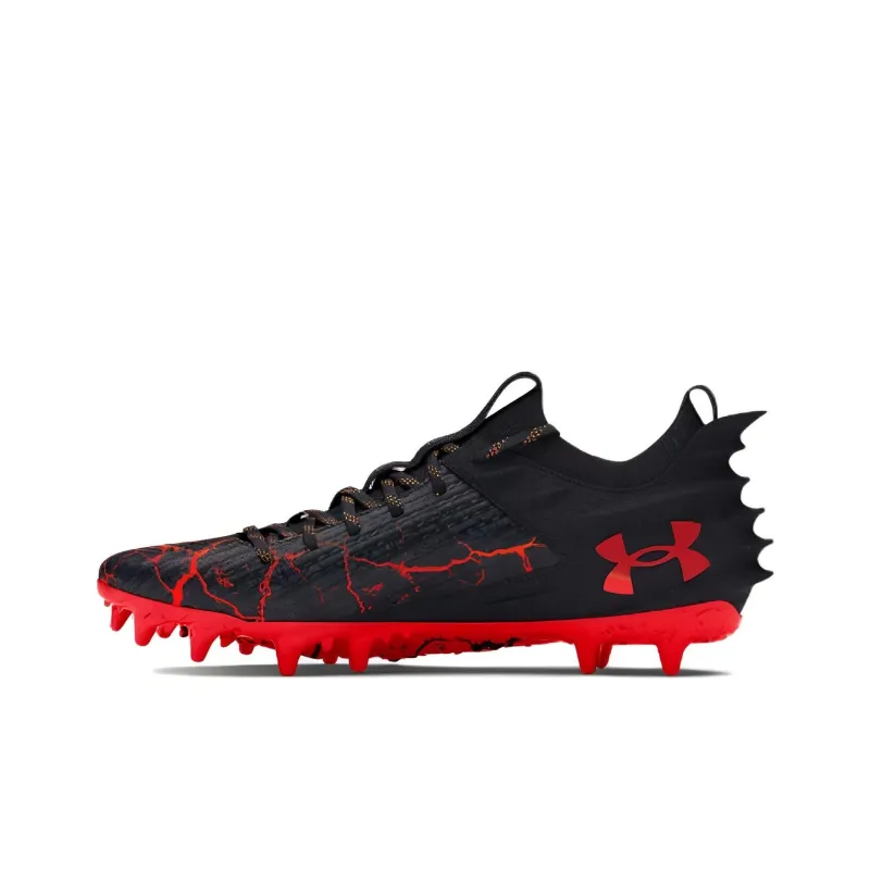 Under Armour Blur Smoke 2.0 MG Rubber Short Studs Cushioning, Wear Resistant Soccer Shoes Men's Black Red-0