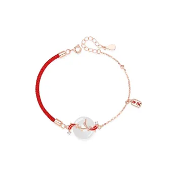 SEVEN COOK S925 Silver Hetian Jade Bracelets Women's Pale Greenish-White Jade