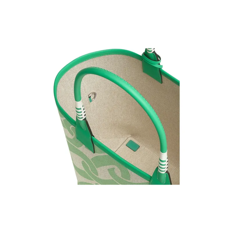 HERMES Steeple H Plume Canvas With Swift Calfskin Tote Bag Shopping Bag Canvas Bag Handbags Women's Multicolor-4
