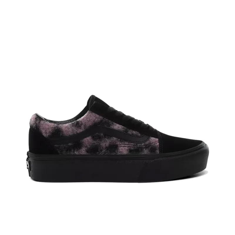 Vans Mix Leopard Old Skool Platform Black/Purple Pink Women's-1