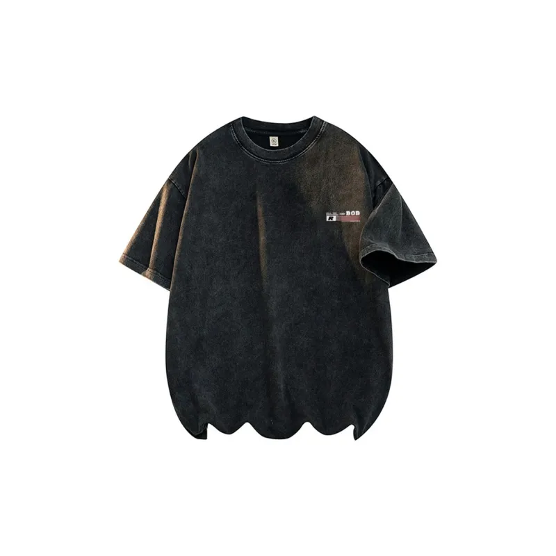 BOBBY ABLEY Tie Dye Washable Distressed Heavyweight Off The Shoulder T Shirt Unisex-1