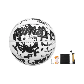 WITESS PU Basketball Black Or White Size 7 Training Unisex