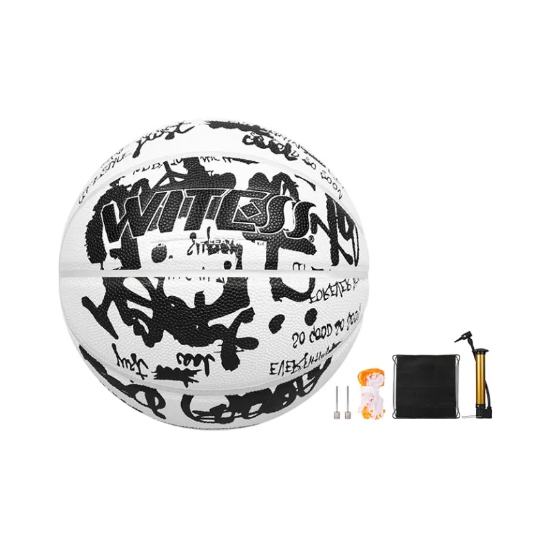 WITESS PU Basketball Black Or White Size 7 Training Unisex-0