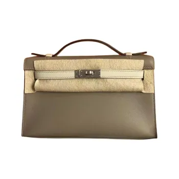 HERMES Swift Leather Shoulder Bag, Crossbody Bag, Handbag Mini Women's Galaxy Gray & Glacier White