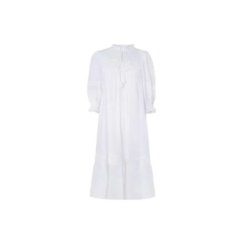 XUANSHU Long-Sleeved Dresses Women's White