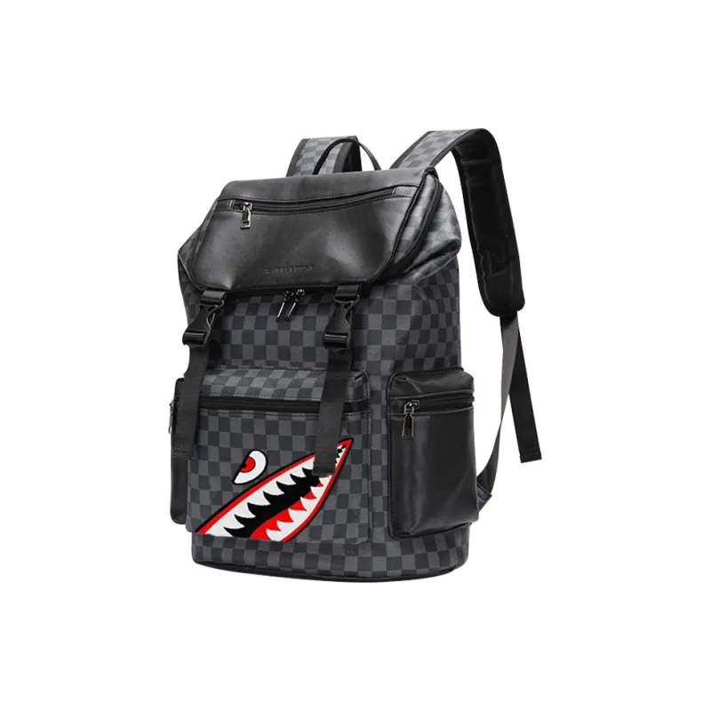 SURELAPTOP PU Laptop Backpack Large Size Unisex Checkerboard-22
