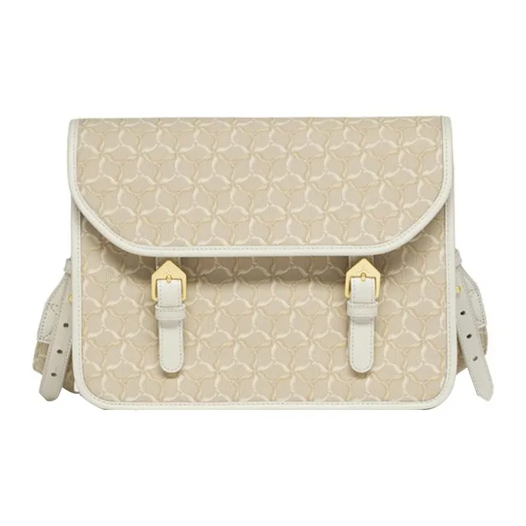 LI NING 1990 Fabric With Leather Messenger Bag Shoulder Bag Crossbody Bag Unisex Almond Khaki-0