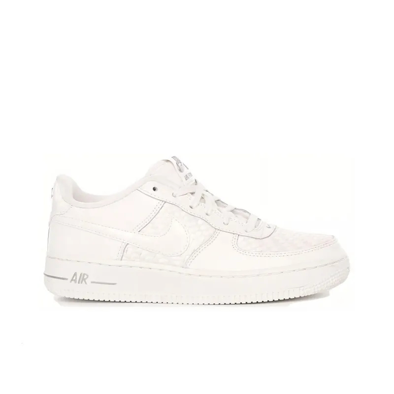 Nike Air Force 1 Low Triple White Leather Woven GS-1