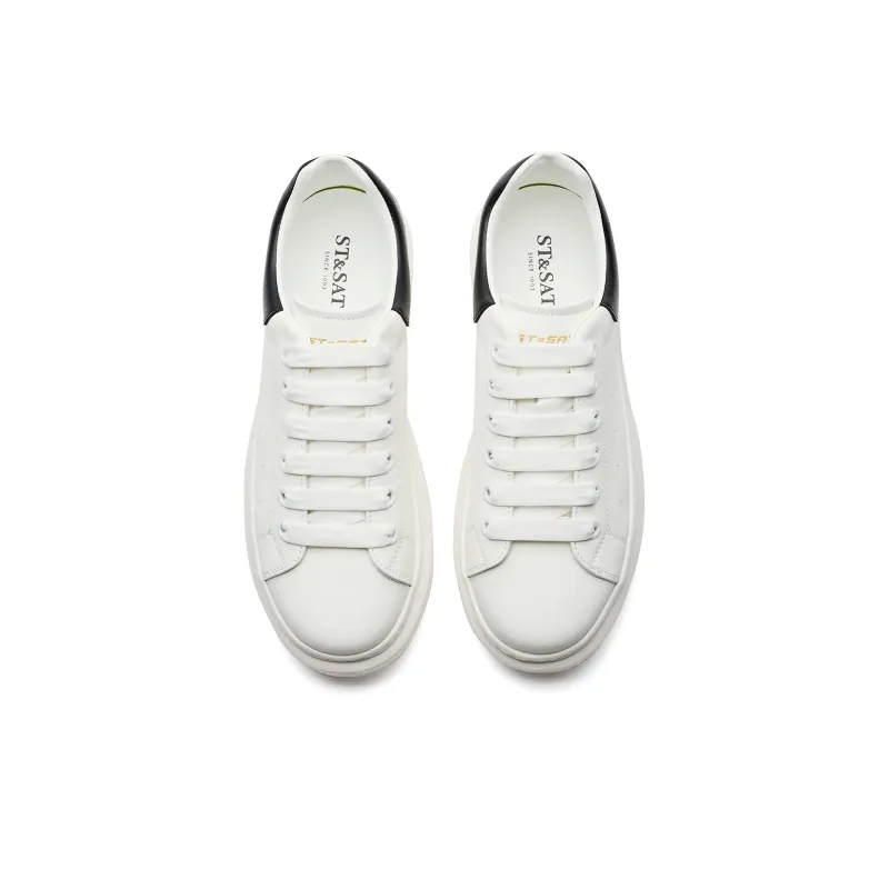 ST&SAT Versatile Casual Shoes Abrasion Resistant Slip Resistant Low Top Couple Trendy Skateboard Shoes Unisex White-3