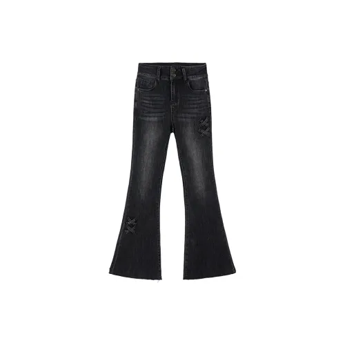 Meat meat small cherries Jeans Women's Carbon Gray