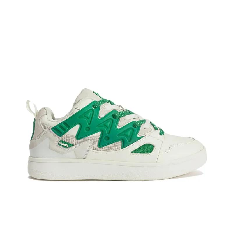Kappa Anti-Slip Wear-Resistant Low-Top Skateboard Shoes Unisex White Pale Green-1