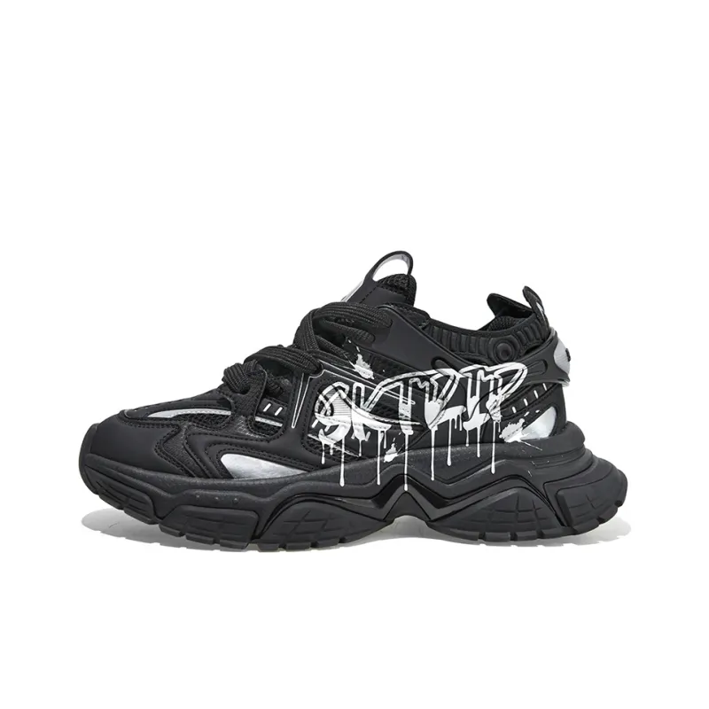 SK.TRIP Crossbow Series Chunky Sneakers Unisex Low Top Jet Black/Phantom Gray-1