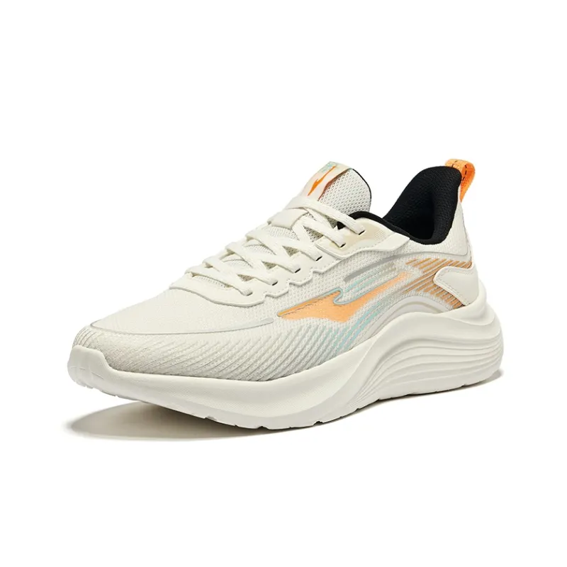 Erke Cushioning Breathable Low Top Running Shoes Men's Microcrystal White Beeswax Orange-2