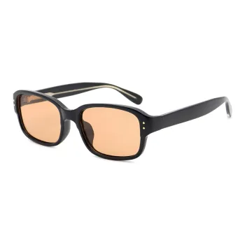 Pair Ponyo TR/Memory Plastic Square Sunglasses Unisex Black Frame With Orange Lenses